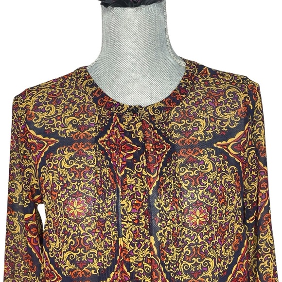 Banana Republic Long Sleeve Paisley Baroque Blouse Sz S – Multicolor Fall Top - Picture 6 of 14